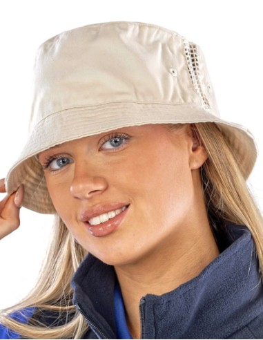 RES-RC045X-Deluxe Washed Cotton Bucket Hat With Side Mesh Panels